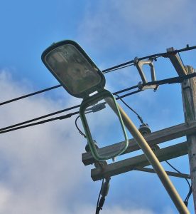 Street light with lens open