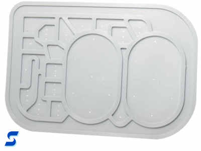 Gray, compression molded parts with dual depths