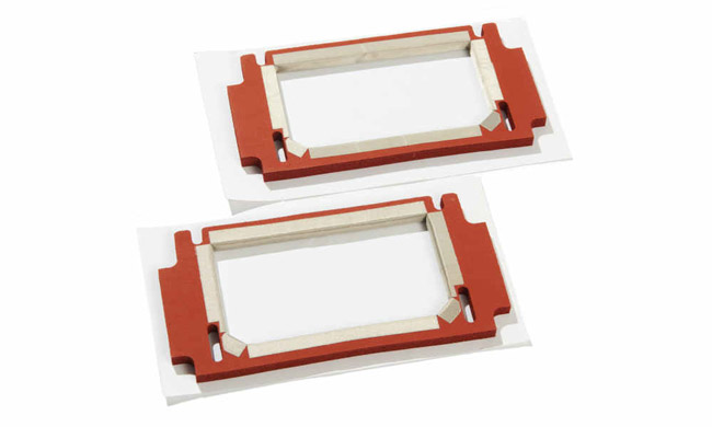 Custom assembled red sponge window gaskets