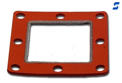 Red sponge window gasket shown with monel wire around inner edge 
