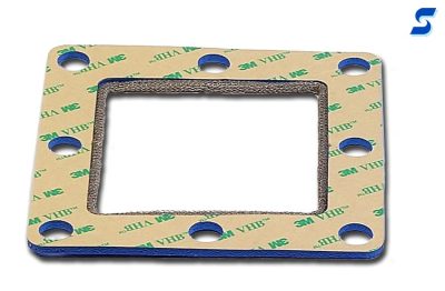Blue sponge window EMI window gasket shown opposite side with adhesive liner 