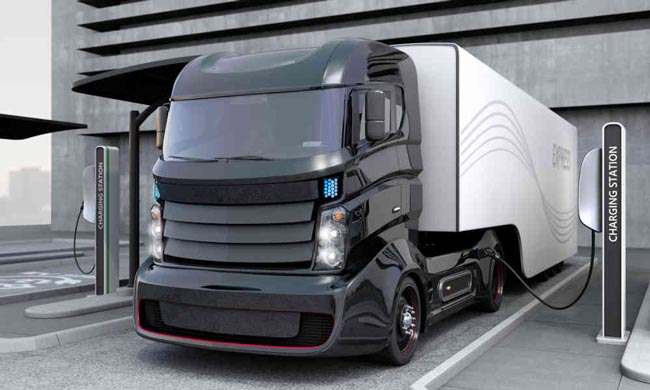 EV charging station with truck