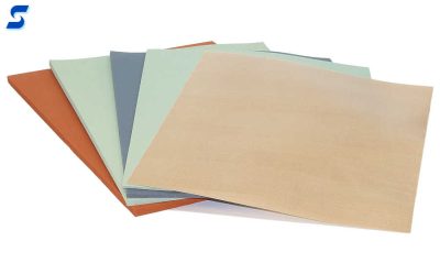 Swatches of red r10480M, gray r10470, and green r10400 high termperature cushion pad