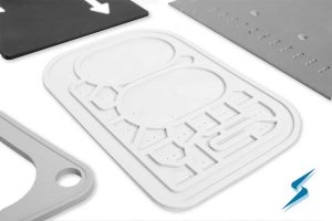 Silicone compression molded and LSR injection molded gaskets