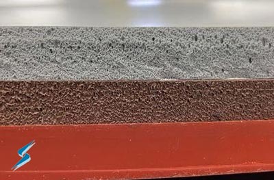 Cross section detail of silicone foam, silicone sponge, and solid silicone
