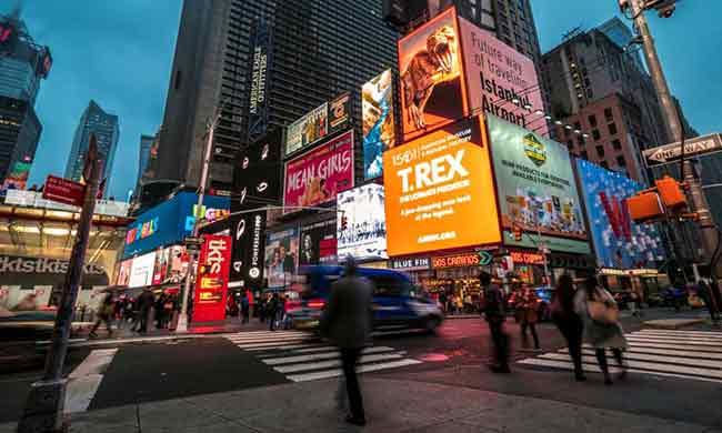 Broadway with UL LED signage at night