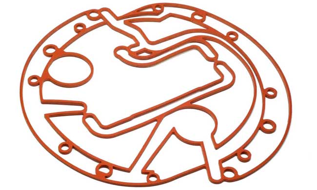 Red waterjet cut patterned part 
